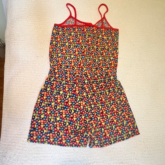 M&M’s World Candy Print Romper – Girls 14 – 100% Cotton, Red Trim - Picture 2 of 8